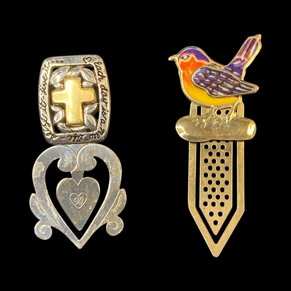 Brighton Heart & Cross & Enamel Bird Bookmarks -230 - Picture 1 of 2